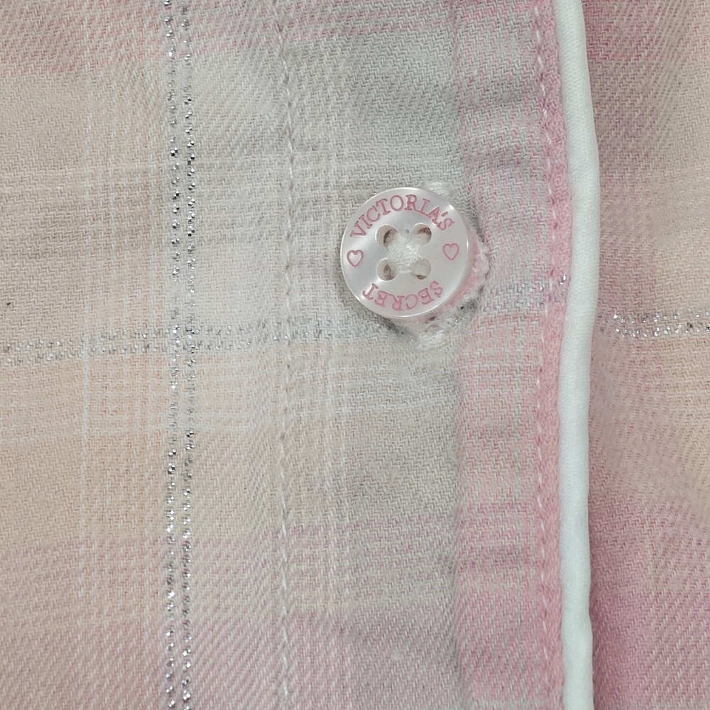 Victoria's Secret Pink and Cream Plaid Pajama Top Size S - Picture 6 of 9